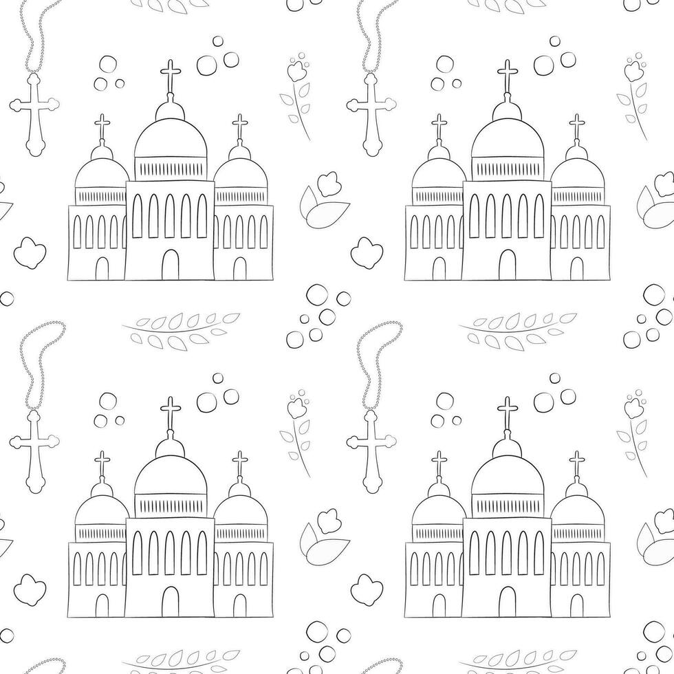 Vector seamless pattern on the religious theme of christening