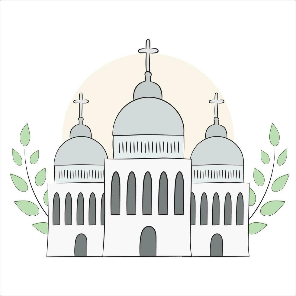 bautizo lineal ilustración con Iglesia vector