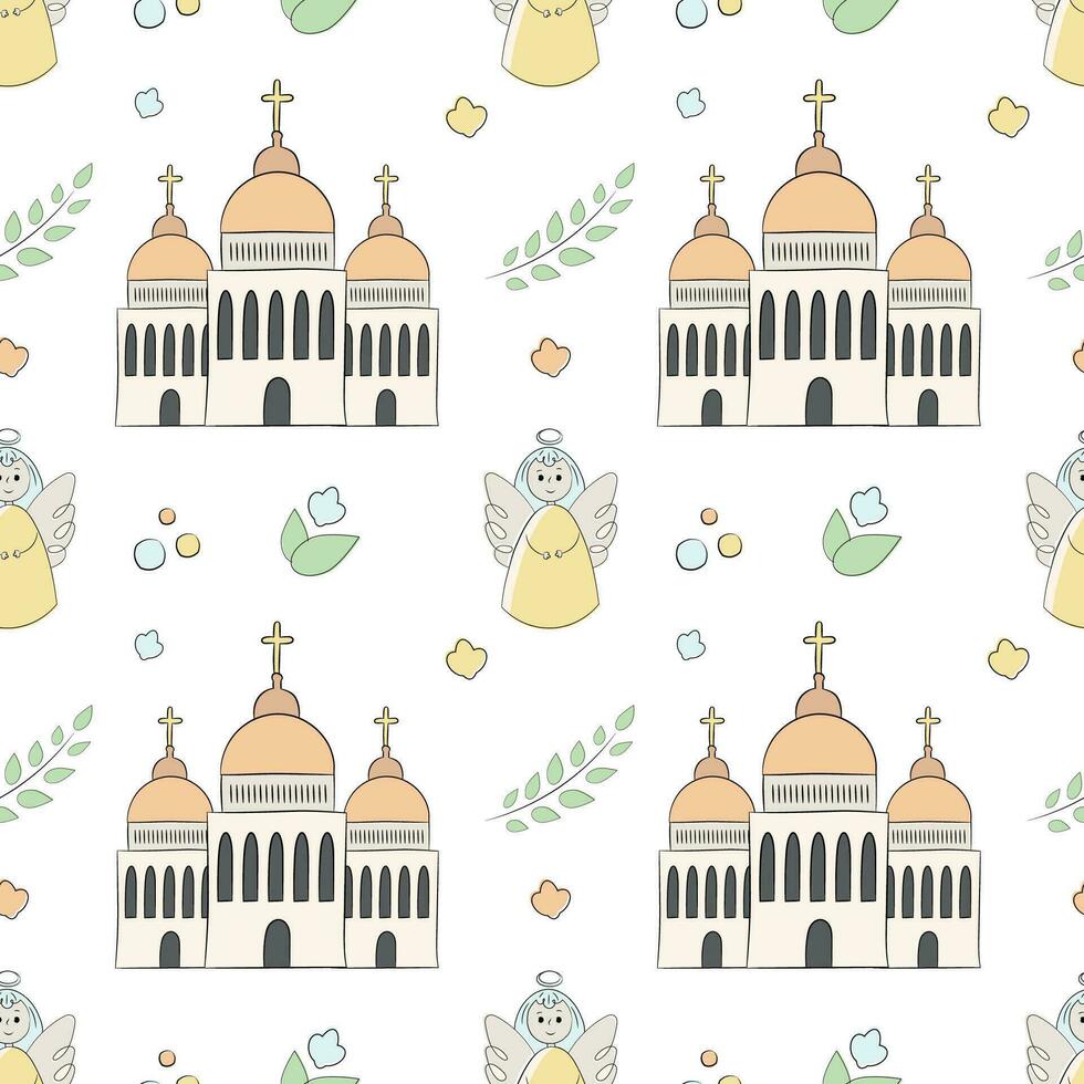 Vector seamless pattern on the religious theme of christening