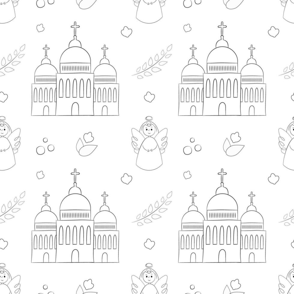 Vector seamless pattern on the religious theme of christening