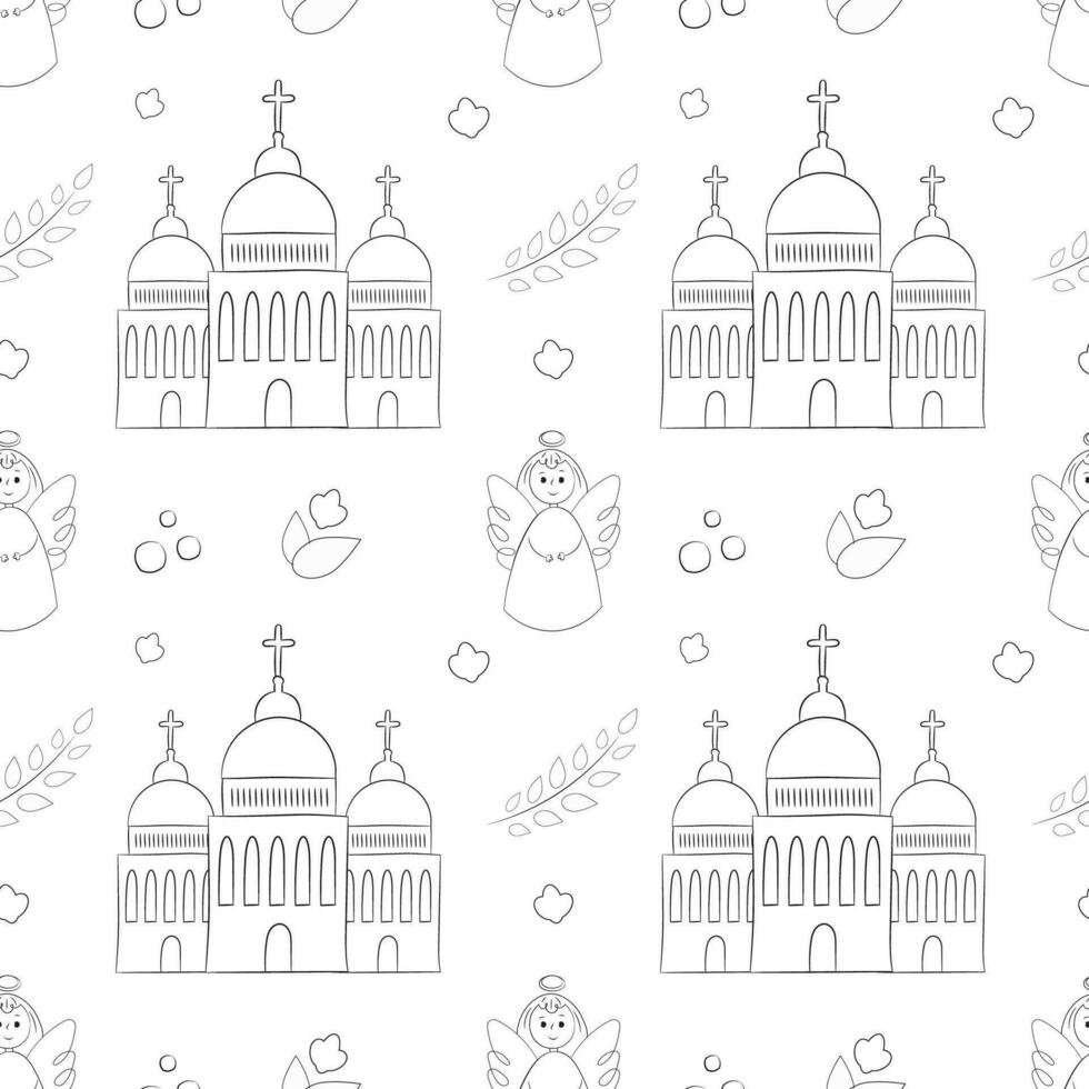 Vector seamless pattern on the religious theme of christening