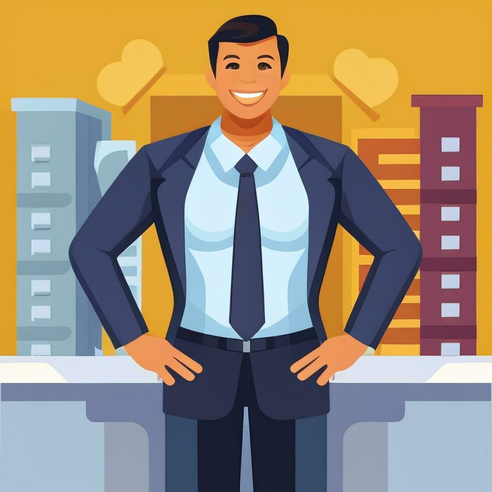 AI generated Businessman Man In Suit Entrepreneur Logo Avatar Clip Art Icon Sticker Decoration Simple Background photo