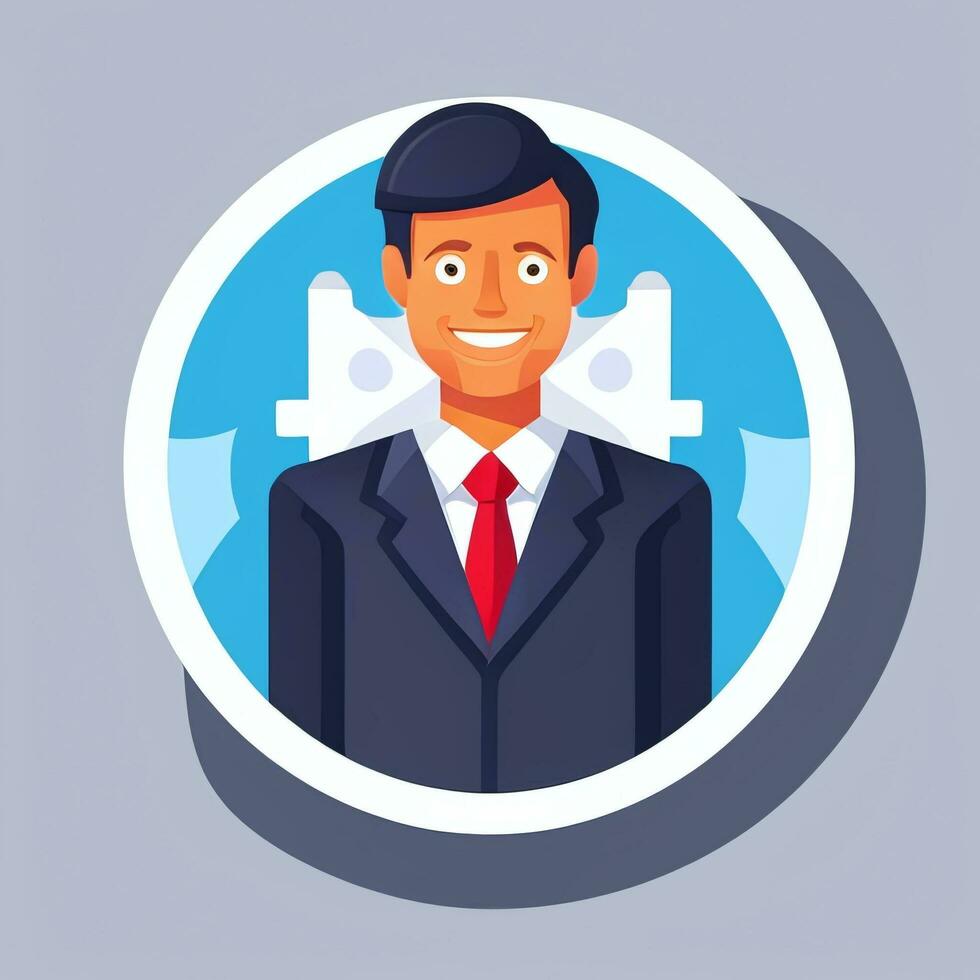 AI generated Businessman Man In Suit Entrepreneur Logo Avatar Clip Art Icon Sticker Decoration Simple Background photo