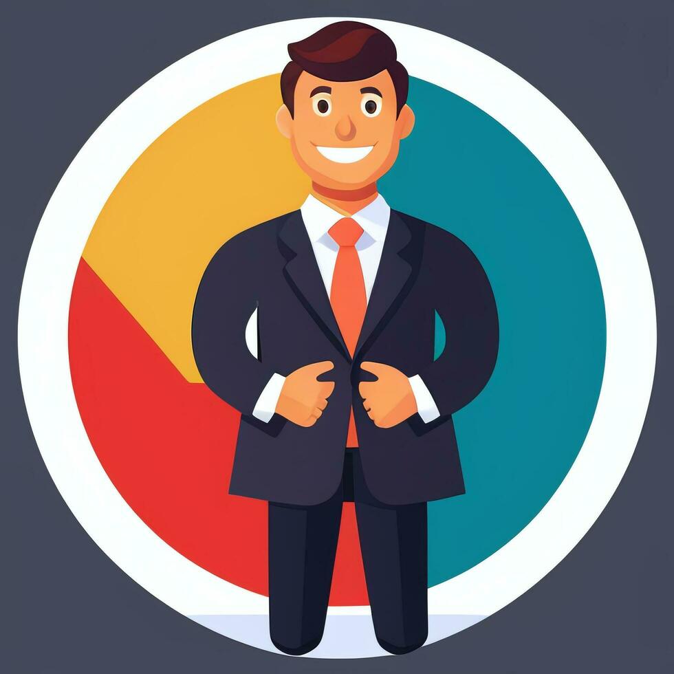 AI generated Businessman Man In Suit Entrepreneur Logo Avatar Clip Art Icon Sticker Decoration Simple Background photo