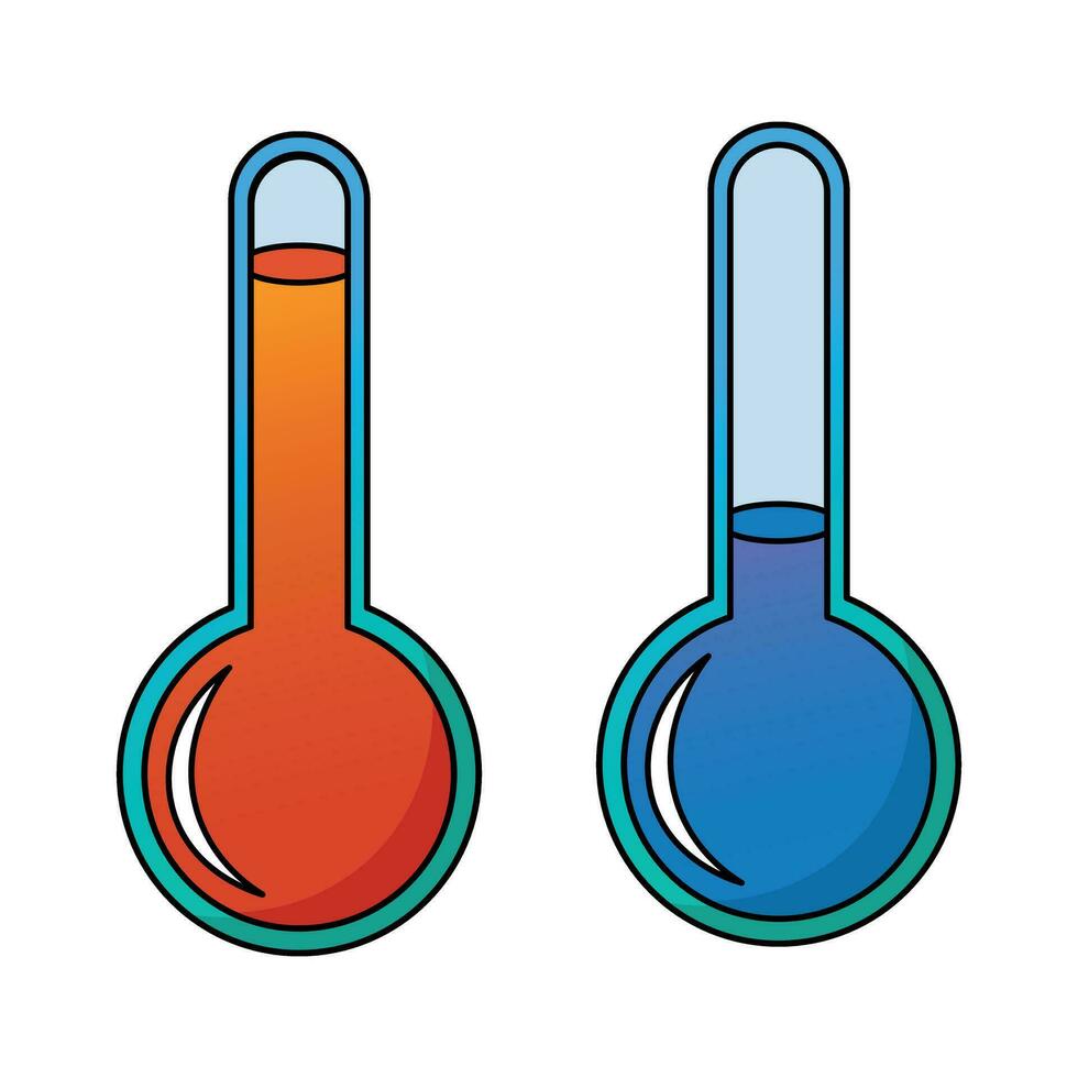 Hot and cold temperature thermometer icons vector