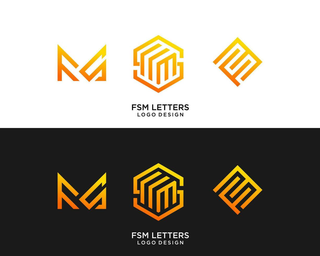 FSM letters monogram geometric line business logo design. vector