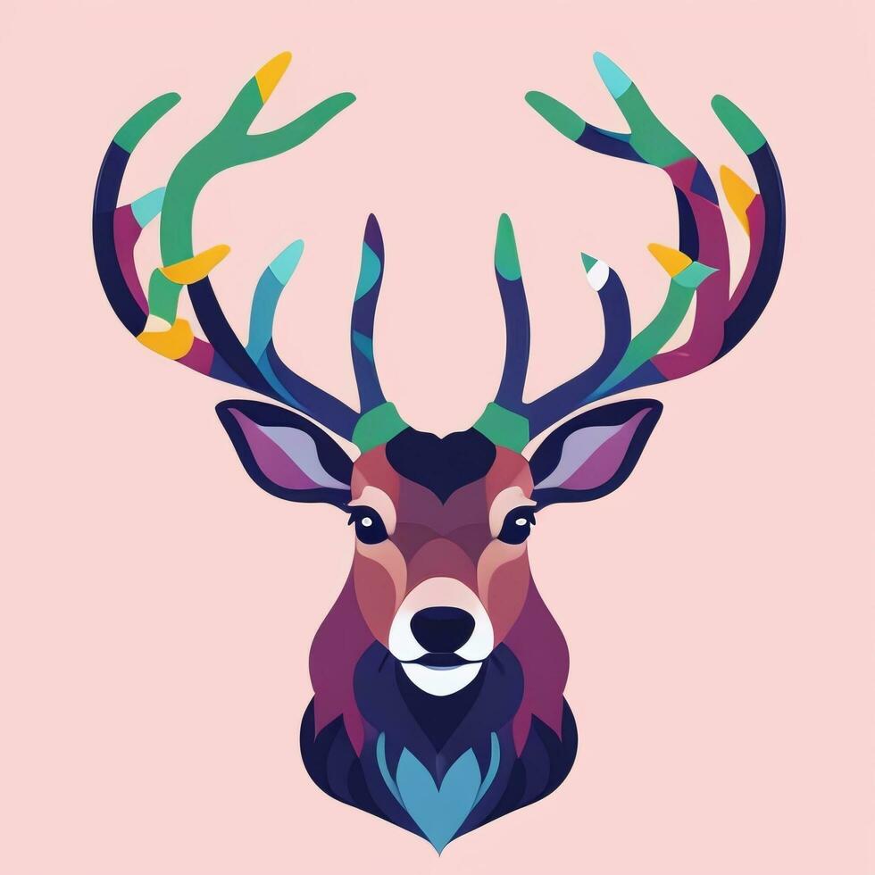 AI generated Stag Antler Deer Animal Logo Icon Sticker Decoration Clip Art Simple Background photo
