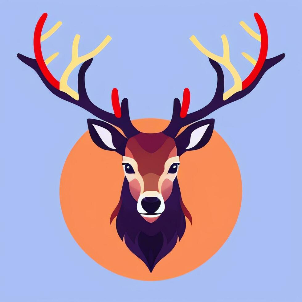 AI generated Stag Antler Deer Animal Logo Icon Sticker Decoration Clip Art Simple Background photo