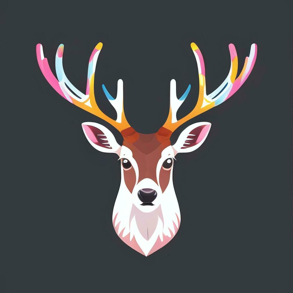 AI generated Stag Antler Deer Animal Logo Icon Sticker Decoration Clip Art Simple Background photo