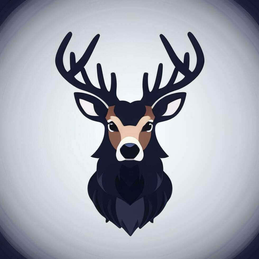 AI generated Stag Antler Deer Animal Logo Icon Sticker Decoration Clip Art Simple Background photo