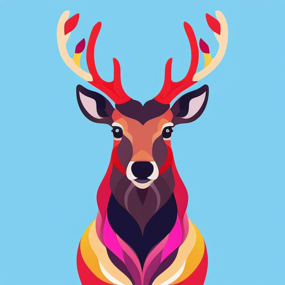 AI generated Stag Antler Deer Animal Logo Icon Sticker Decoration Clip Art Simple Background photo