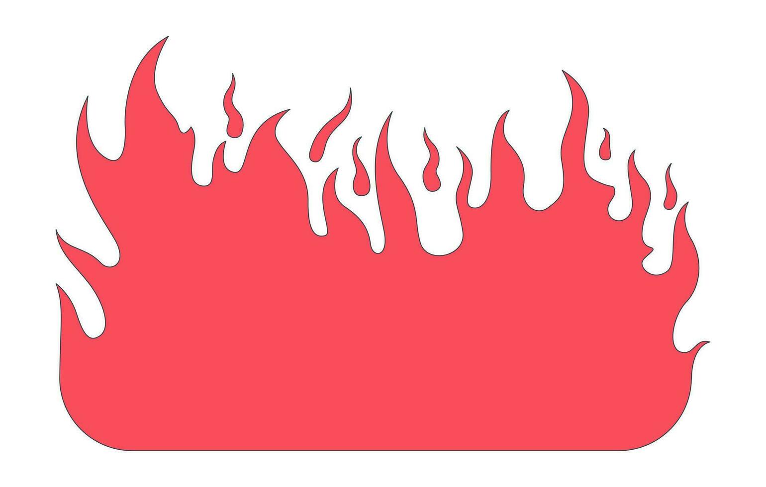 Burning flame 2D linear cartoon object vector