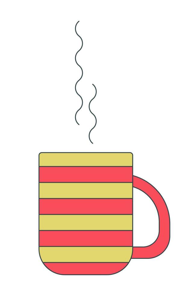 Steamed coffee cup 2D linear cartoon object vector