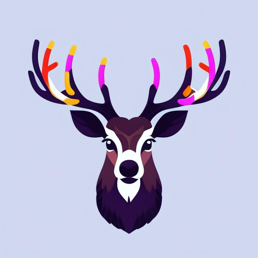 AI generated Stag Antler Deer Animal Logo Icon Sticker Decoration Clip Art Simple Background photo