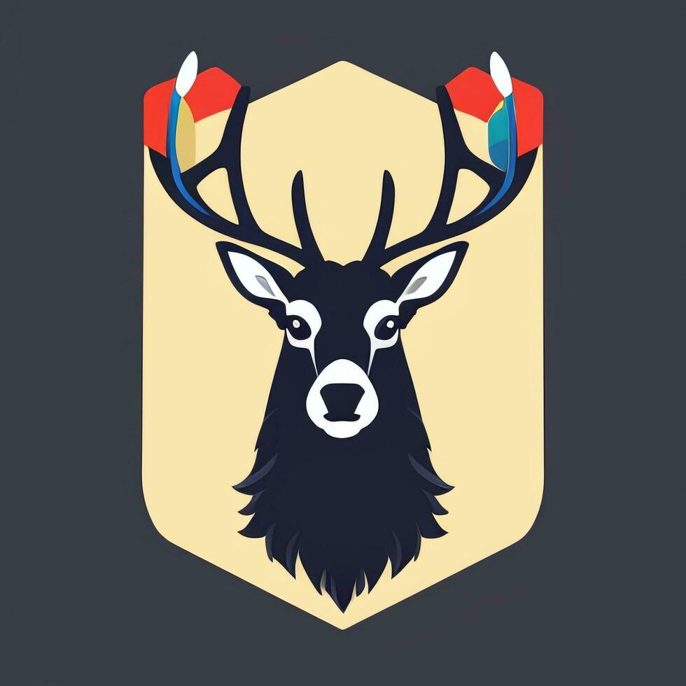 AI generated Stag Antler Deer Animal Logo Icon Sticker Decoration Clip Art Simple Background photo