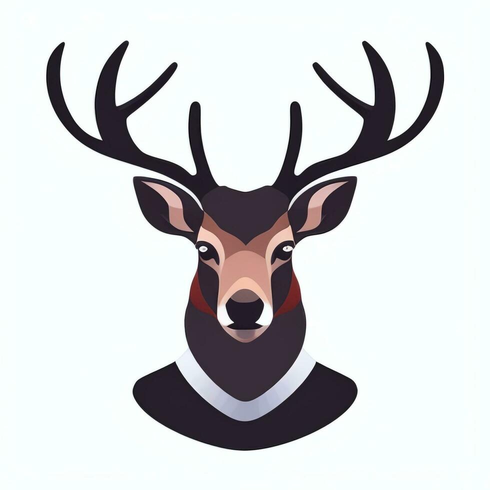 AI generated Stag Antler Deer Animal Logo Icon Sticker Decoration Clip Art Simple Background photo