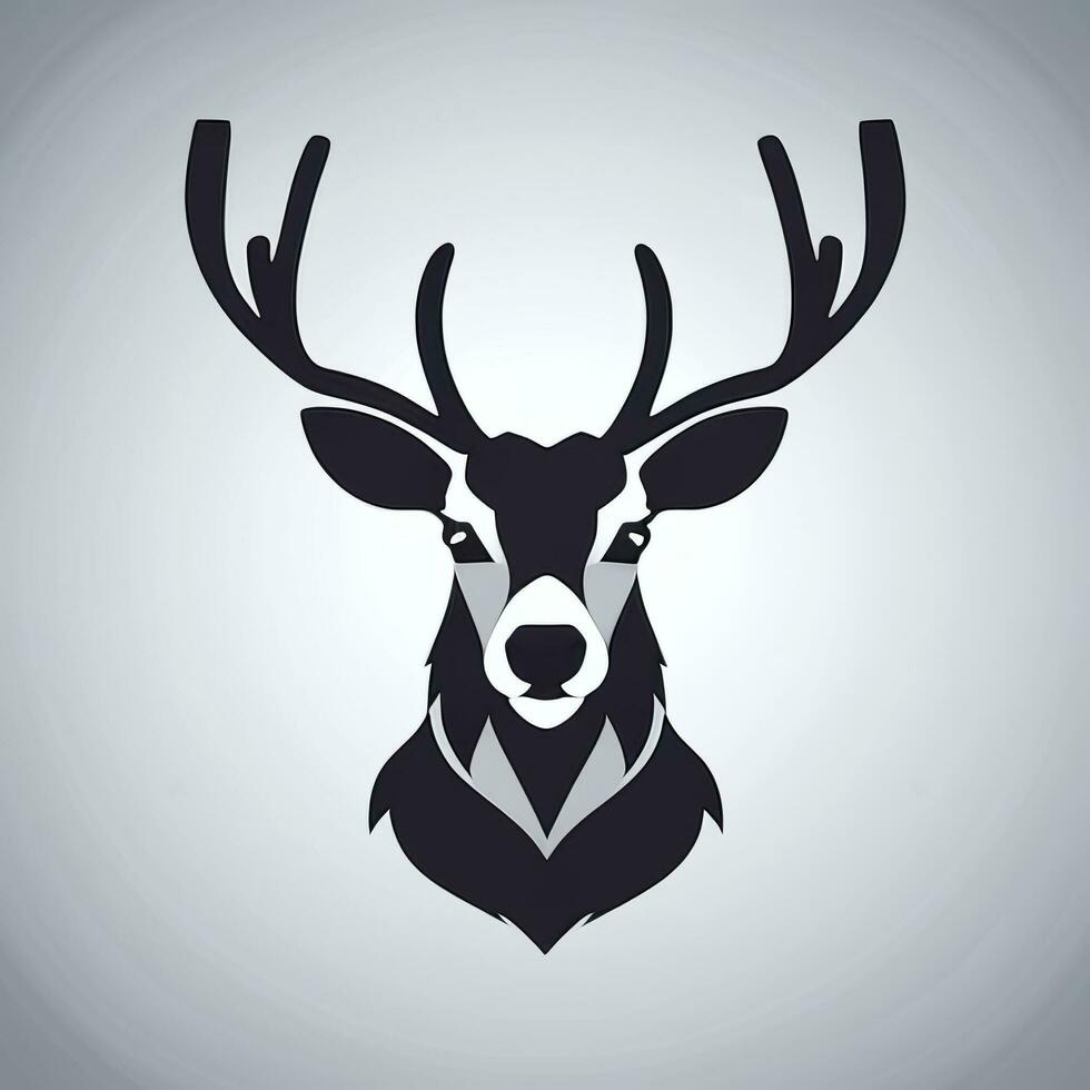 AI generated Stag Antler Deer Animal Logo Icon Sticker Decoration Clip Art Simple Background photo