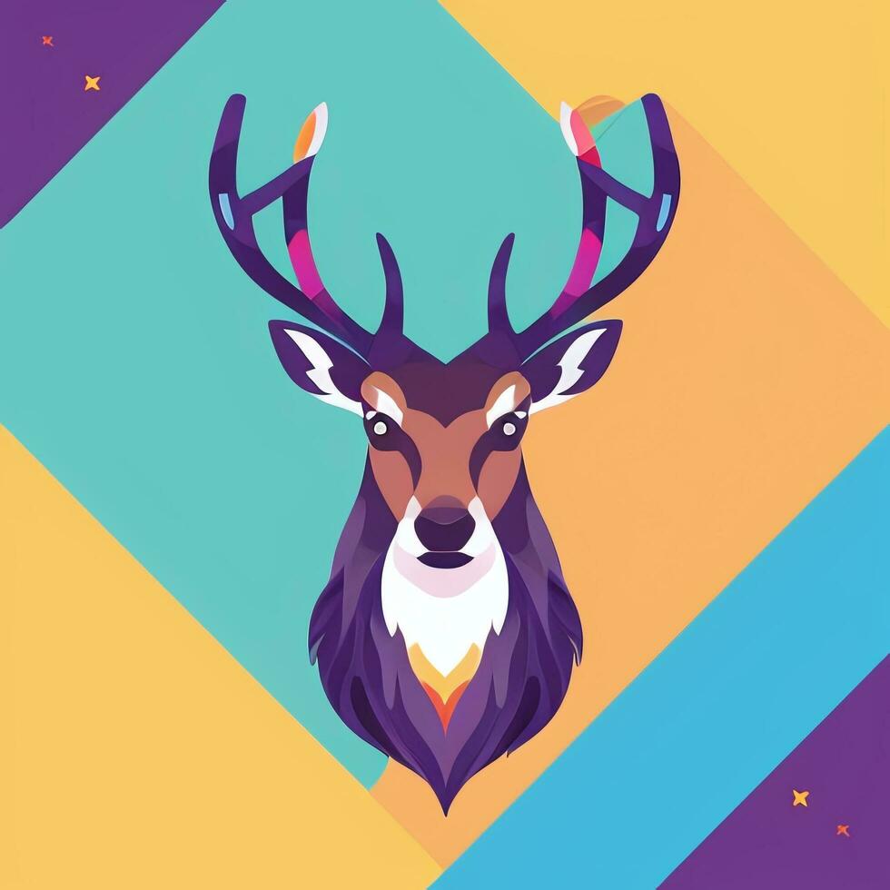 AI generated Stag Antler Deer Animal Logo Icon Sticker Decoration Clip Art Simple Background photo