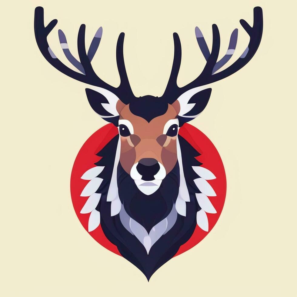 ai generado ciervo cuerno ciervo animal logo icono pegatina decoración acortar Arte sencillo antecedentes foto