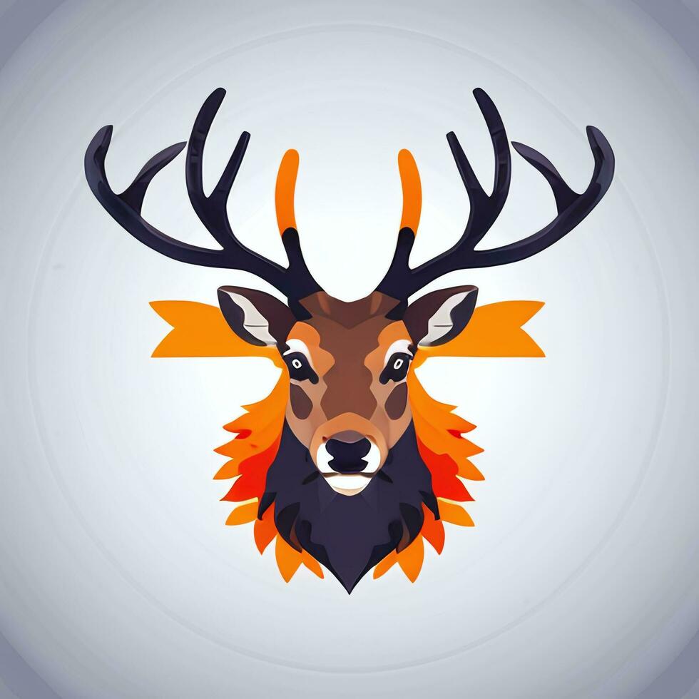 AI generated Stag Antler Deer Animal Logo Icon Sticker Decoration Clip Art Simple Background photo