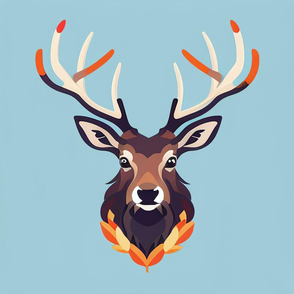 AI generated Stag Antler Deer Animal Logo Icon Sticker Decoration Clip Art Simple Background photo
