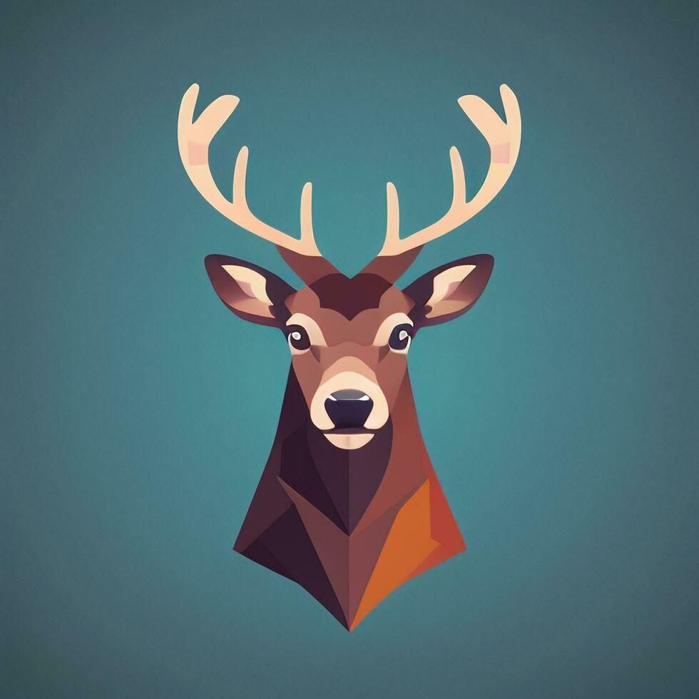 AI generated Stag Antler Deer Animal Logo Icon Sticker Decoration Clip Art Simple Background photo