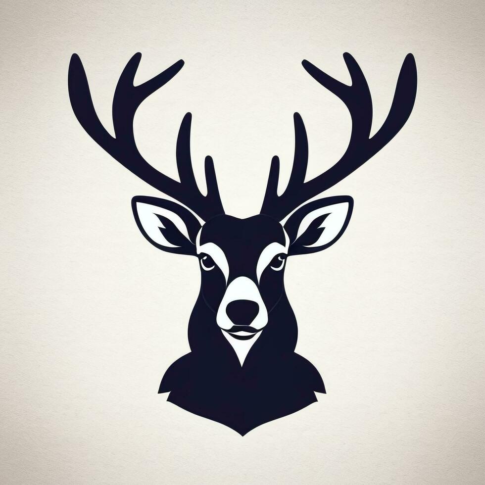 AI generated Stag Antler Deer Animal Logo Icon Sticker Decoration Clip Art Simple Background photo