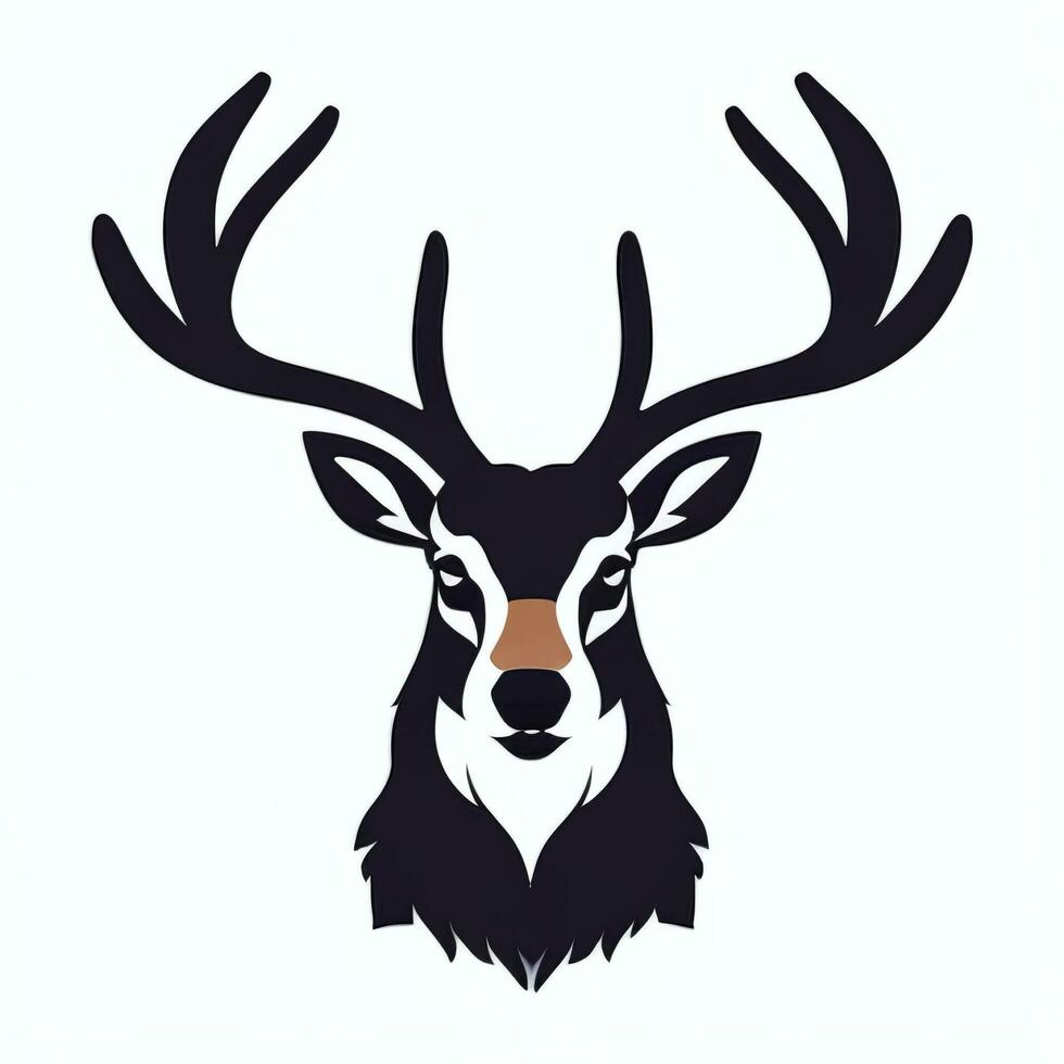 AI generated Stag Antler Deer Animal Logo Icon Sticker Decoration Clip Art Simple Background photo