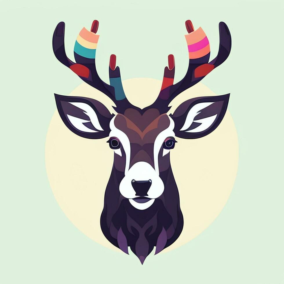 AI generated Stag Antler Deer Animal Logo Icon Sticker Decoration Clip Art Simple Background photo