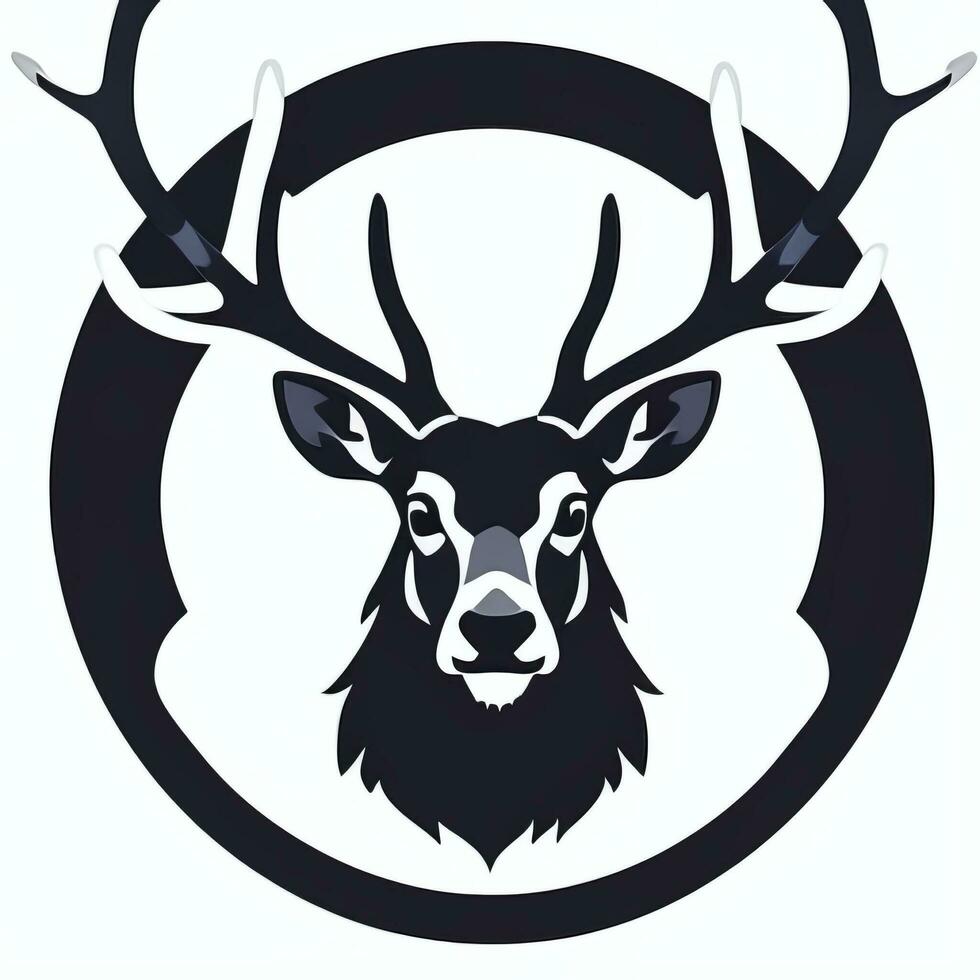 AI generated Stag Antler Deer Animal Logo Icon Sticker Decoration Clip Art Simple Background photo