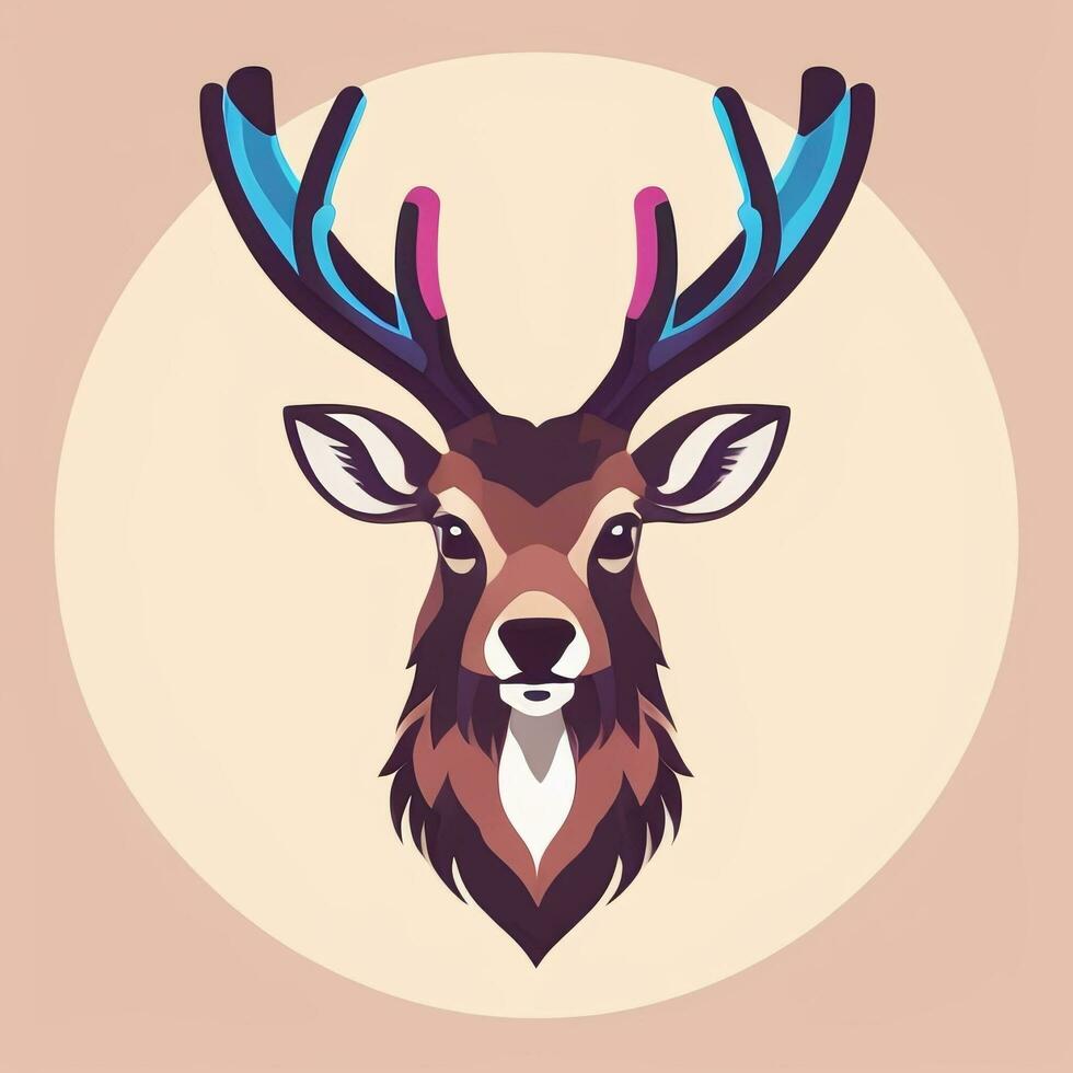 AI generated Stag Antler Deer Animal Logo Icon Sticker Decoration Clip Art Simple Background photo