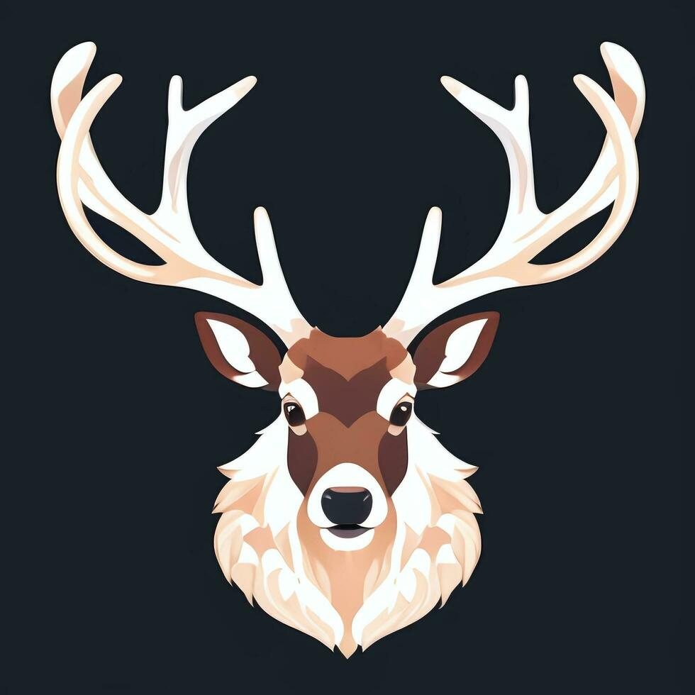 AI generated Stag Antler Deer Animal Logo Icon Sticker Decoration Clip Art Simple Background photo