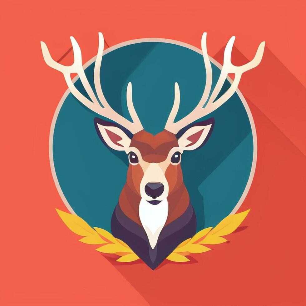 AI generated Stag Antler Deer Animal Logo Icon Sticker Decoration Clip Art Simple Background photo