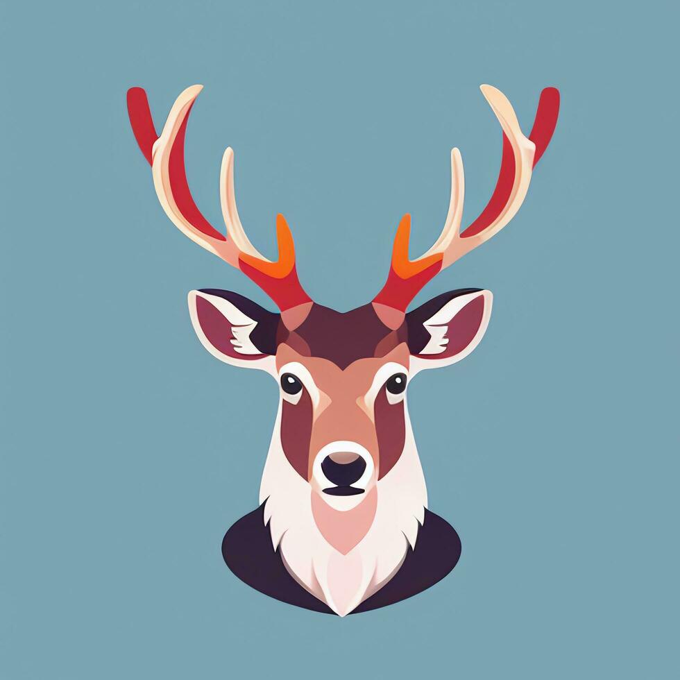 AI generated Stag Antler Deer Animal Logo Icon Sticker Decoration Clip Art Simple Background photo