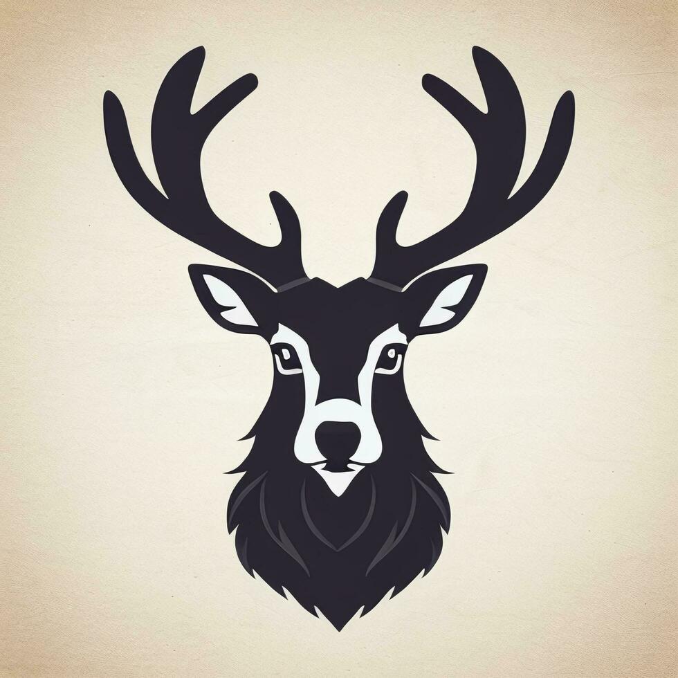 AI generated Stag Antler Deer Animal Logo Icon Sticker Decoration Clip Art Simple Background photo