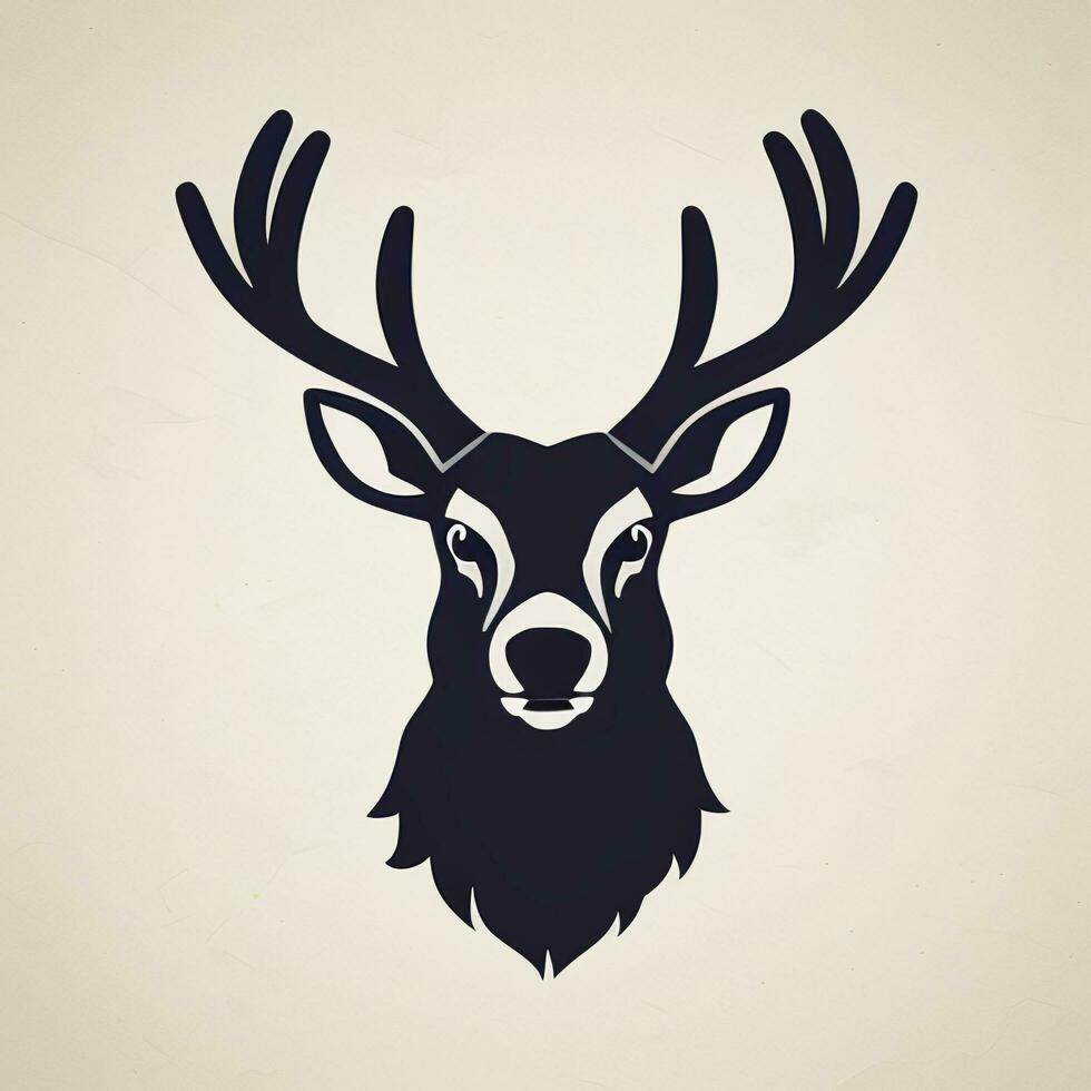 AI generated Stag Antler Deer Animal Logo Icon Sticker Decoration Clip Art Simple Background photo