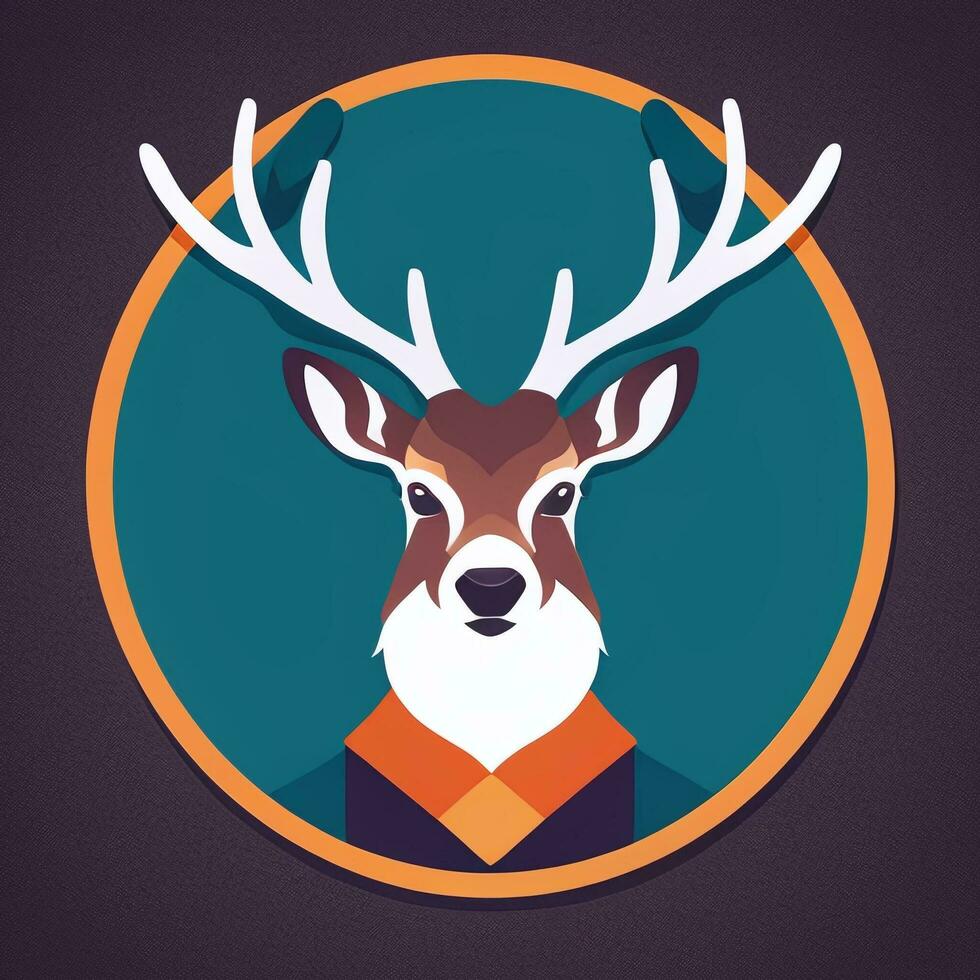 AI generated Stag Antler Deer Animal Logo Icon Sticker Decoration Clip Art Simple Background photo