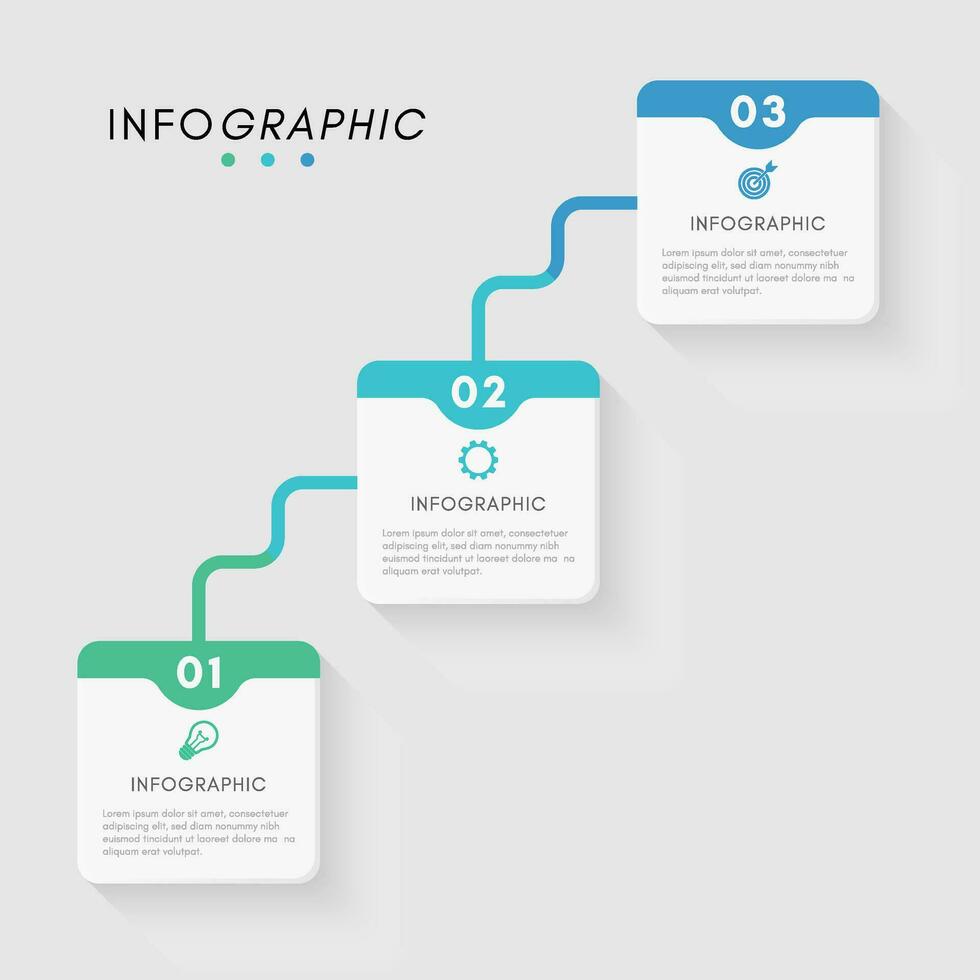 vector informático diseño modelo con 3 pasos.