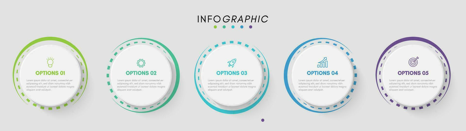Business infographic design template with icons and 5 steps. vector