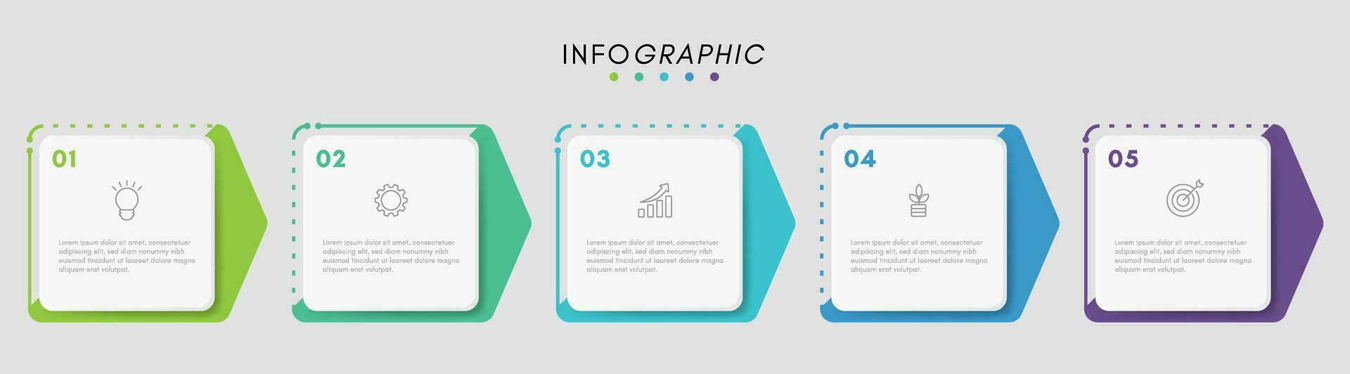 Business infographic design template with icons and 5 steps. vector