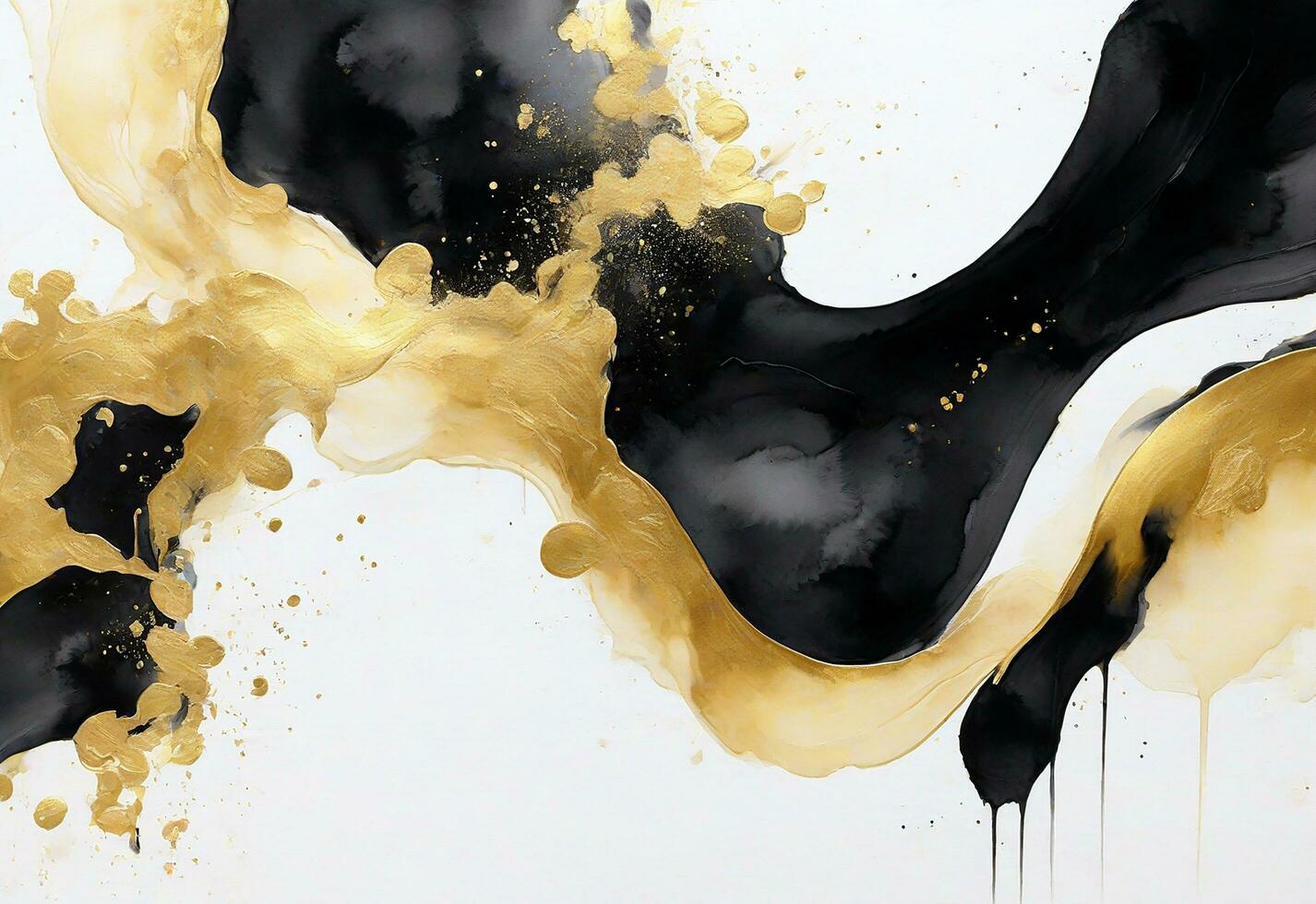 AI generated Abstract background with gold black marble, watercolor model photo