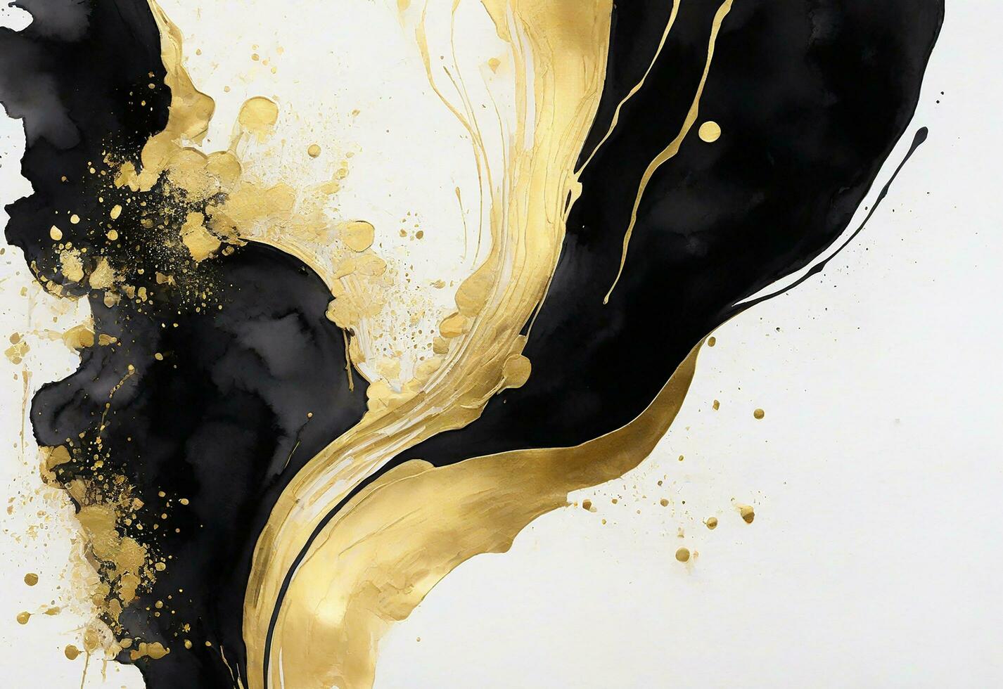 AI generated Abstract background with gold black marble, watercolor model photo