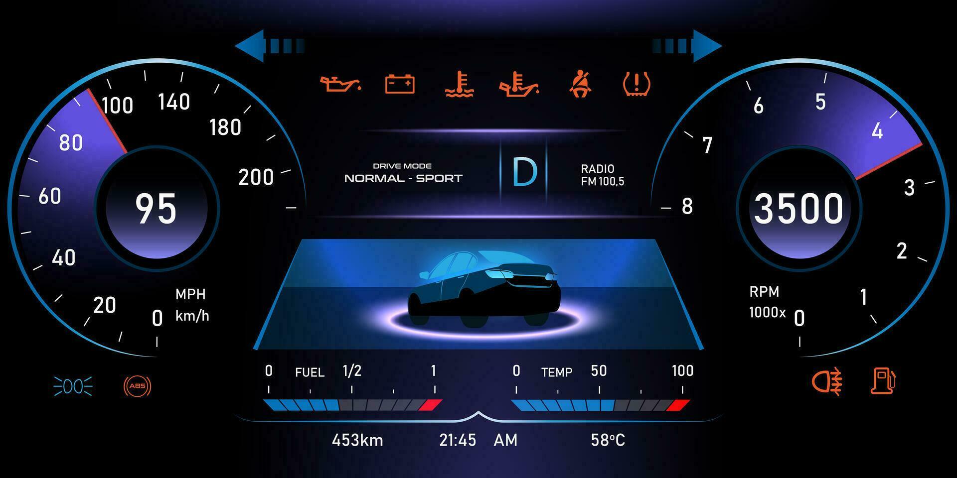 EV Car panel, Electric vehicle car dashboard design element elegant and simple style for alternative sustainable clean power and futuristic transport concept. vector