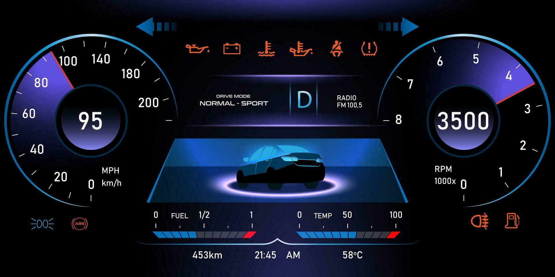 EV Car panel, Electric vehicle car dashboard design element elegant and simple style for alternative sustainable clean power and futuristic transport concept. vector