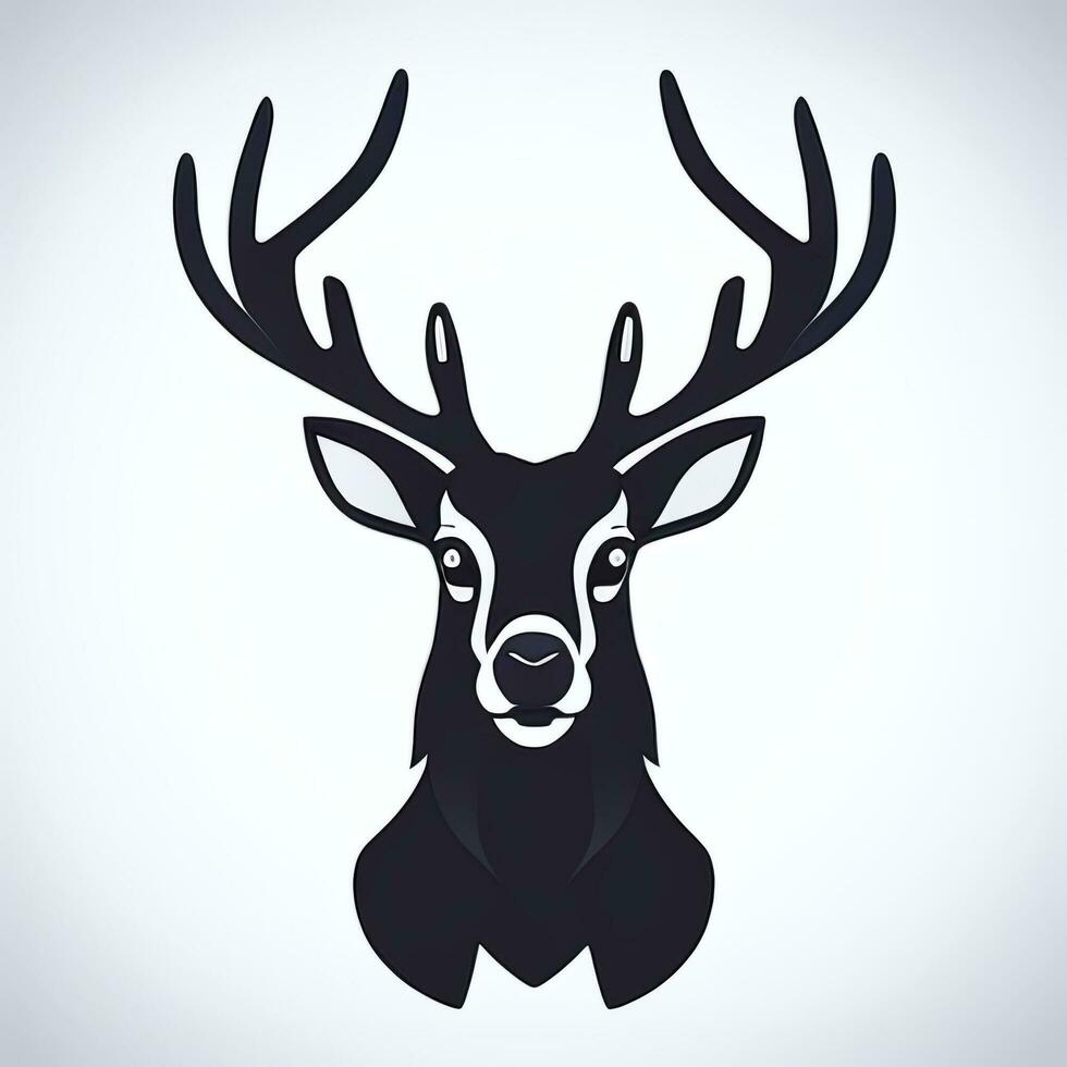 AI generated Stag Antler Deer Animal Logo Icon Sticker Decoration Clip Art Simple Background photo