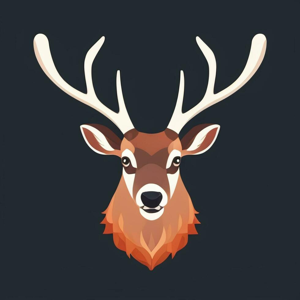 AI generated Stag Antler Deer Animal Logo Icon Sticker Decoration Clip Art Simple Background photo