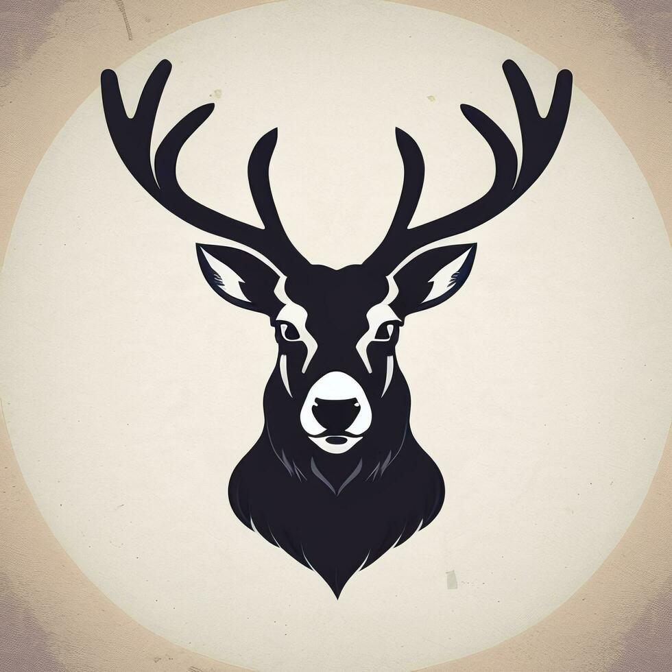 AI generated Stag Antler Deer Animal Logo Icon Sticker Decoration Clip Art Simple Background photo