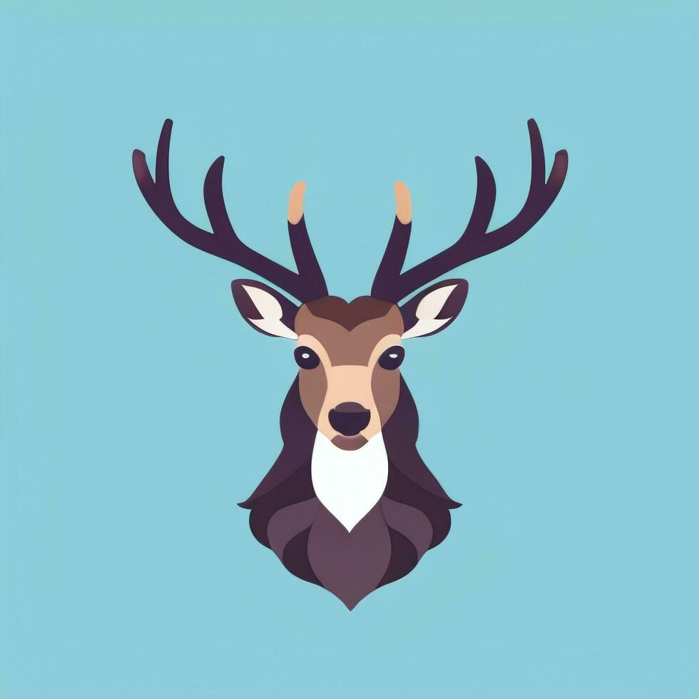 AI generated Stag Antler Deer Animal Logo Icon Sticker Decoration Clip Art Simple Background photo