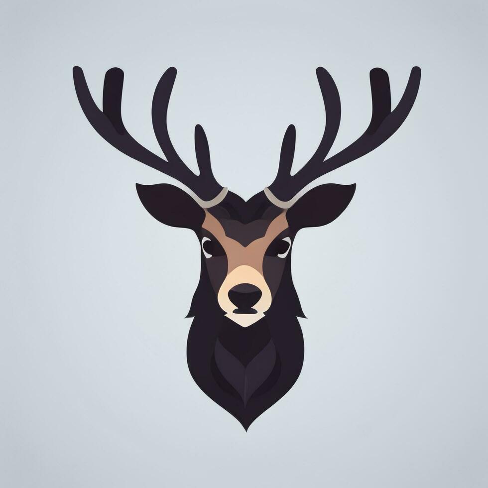 AI generated Stag Antler Deer Animal Logo Icon Sticker Decoration Clip Art Simple Background photo