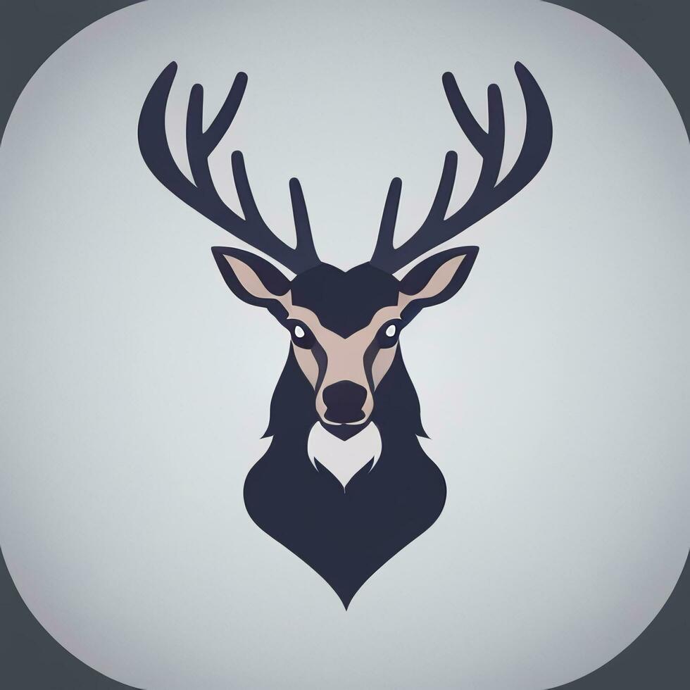 AI generated Stag Antler Deer Animal Logo Icon Sticker Decoration Clip Art Simple Background photo